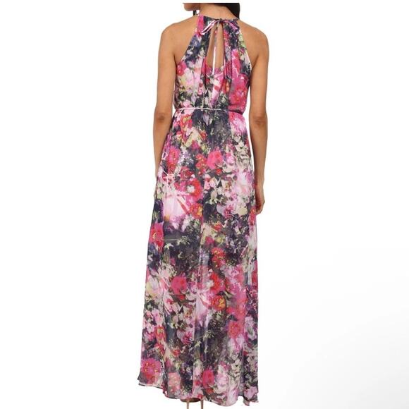 Maggy London Pink Floral Maxi Dress Size 8 - Picture 2 of 10